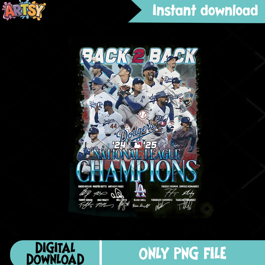 Back 2 back 2024 2025 png, mlb​ png, Los Angeles dodgers​ png