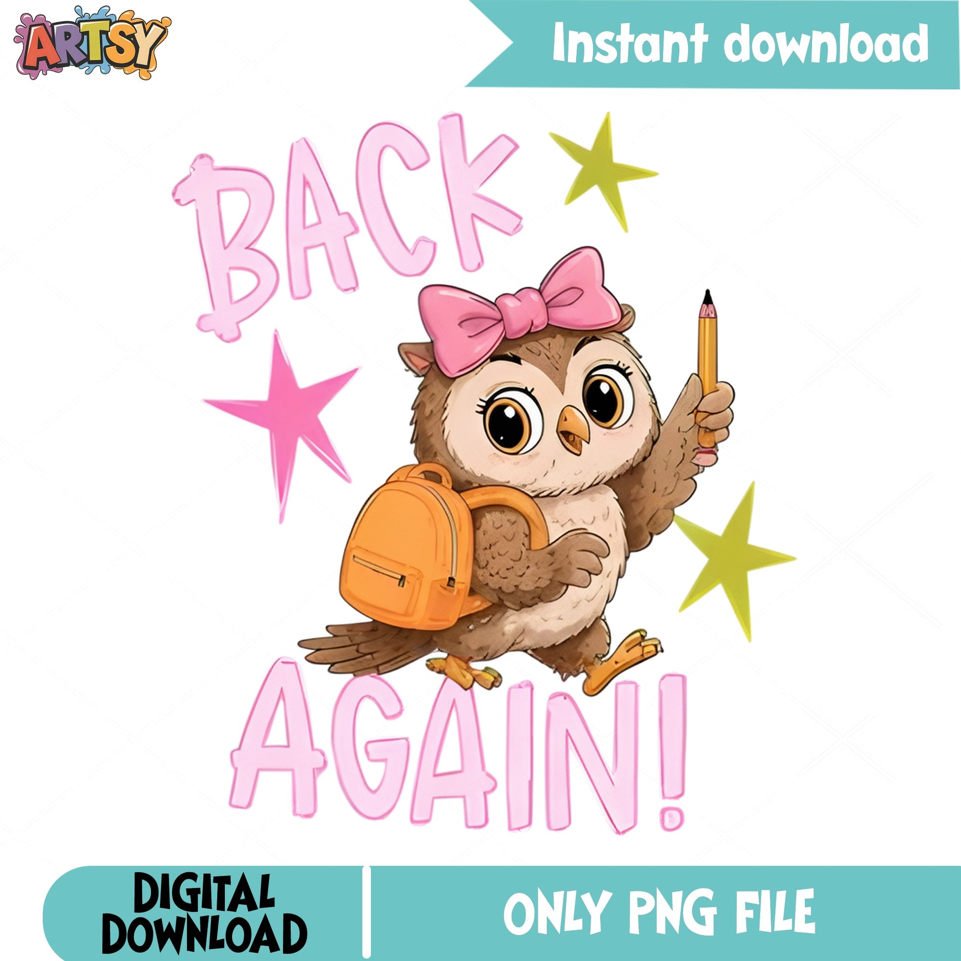 Back To School Owl PNG, Cute Owl Back Again PNG, School PNG