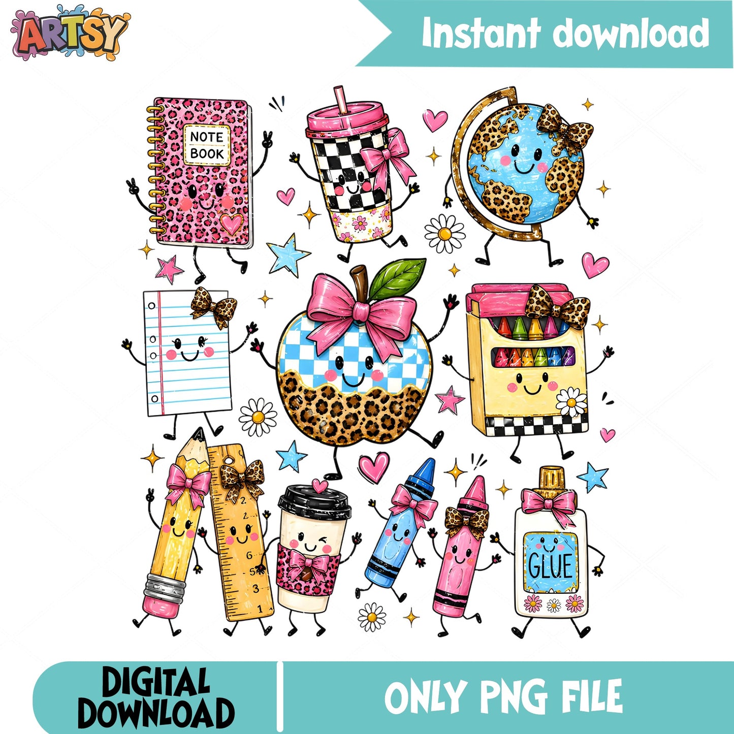 Back To School PNG, Cute School Supplies PNG, Teacher PNG