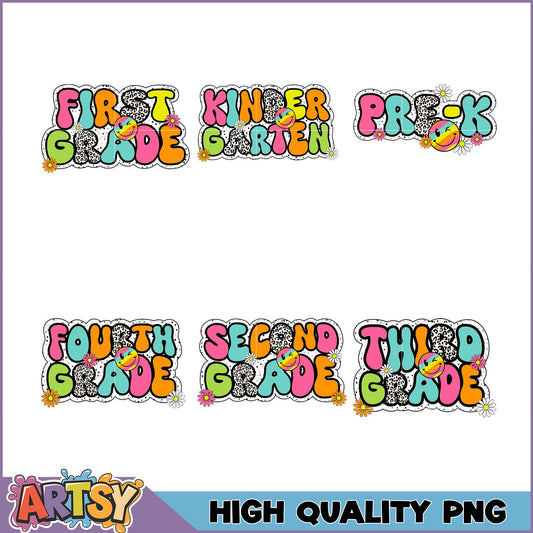 Back to School Grade PNG Bundle - High Quality