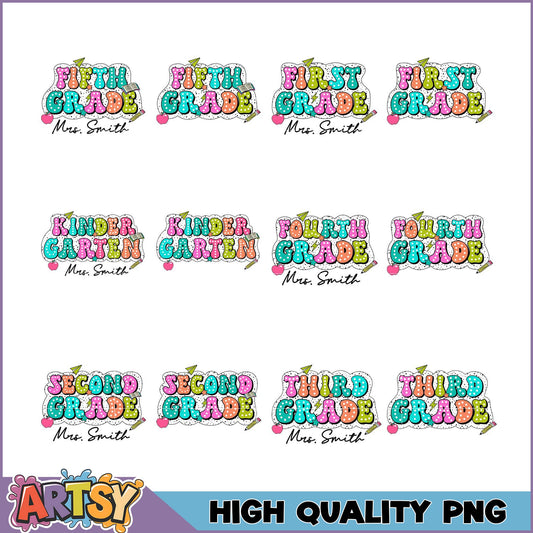 Back to School Grade PNG Bundle