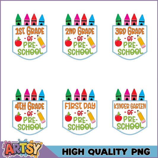 Back to School PNG Bundle Pre-K to 4th Grade