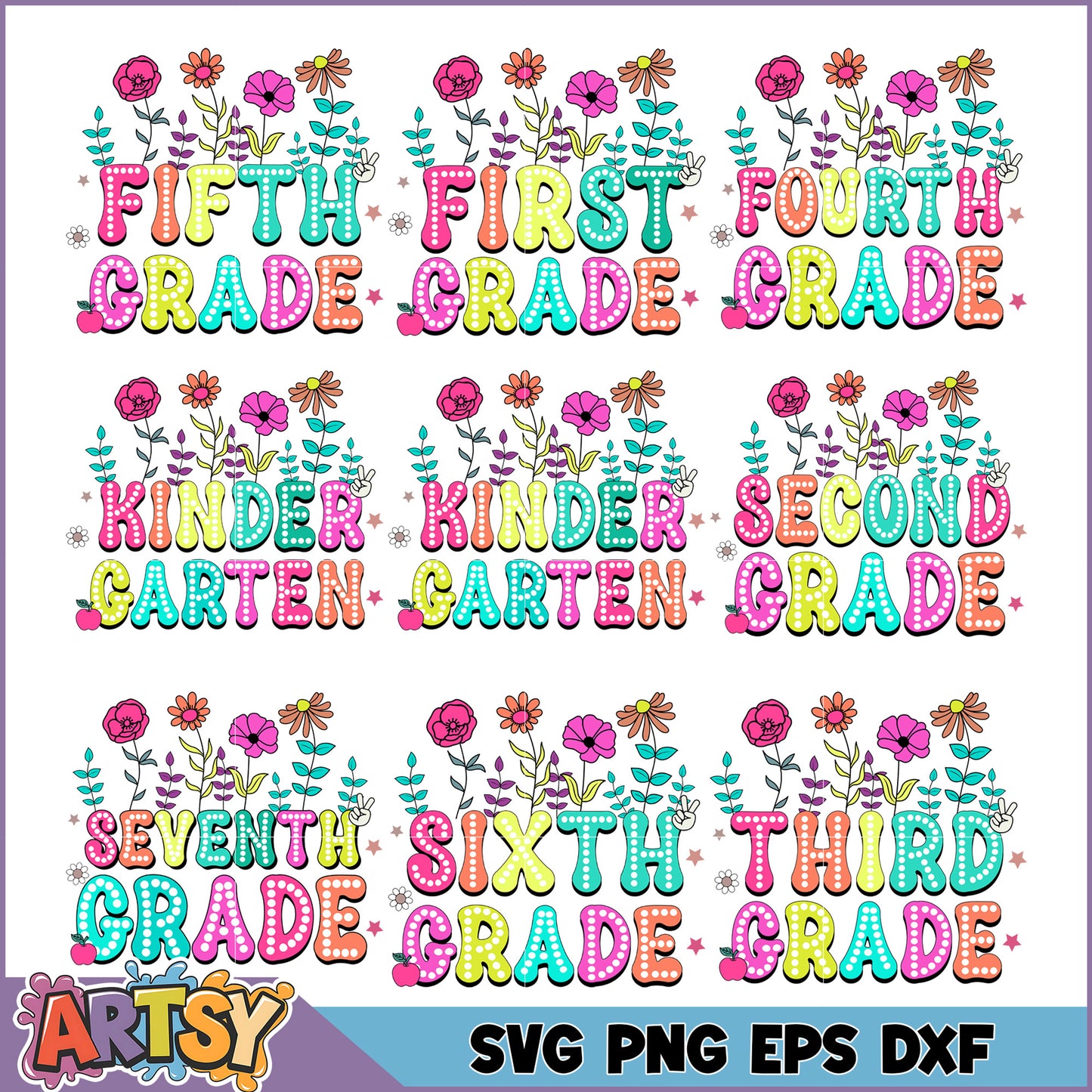 Back to School SVG Bundle Grade Designs