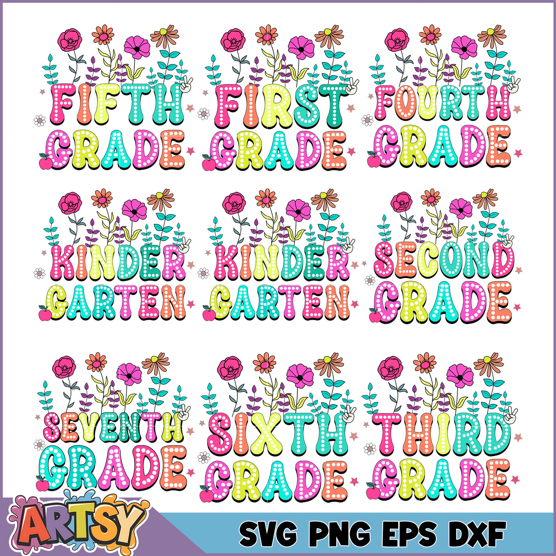 Back to School SVG Bundle Grade Designs