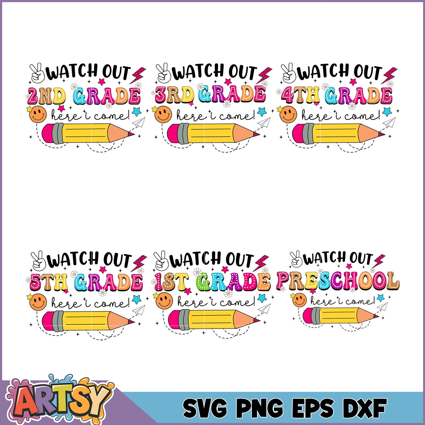 Back to School SVG Bundle Grades 1-5