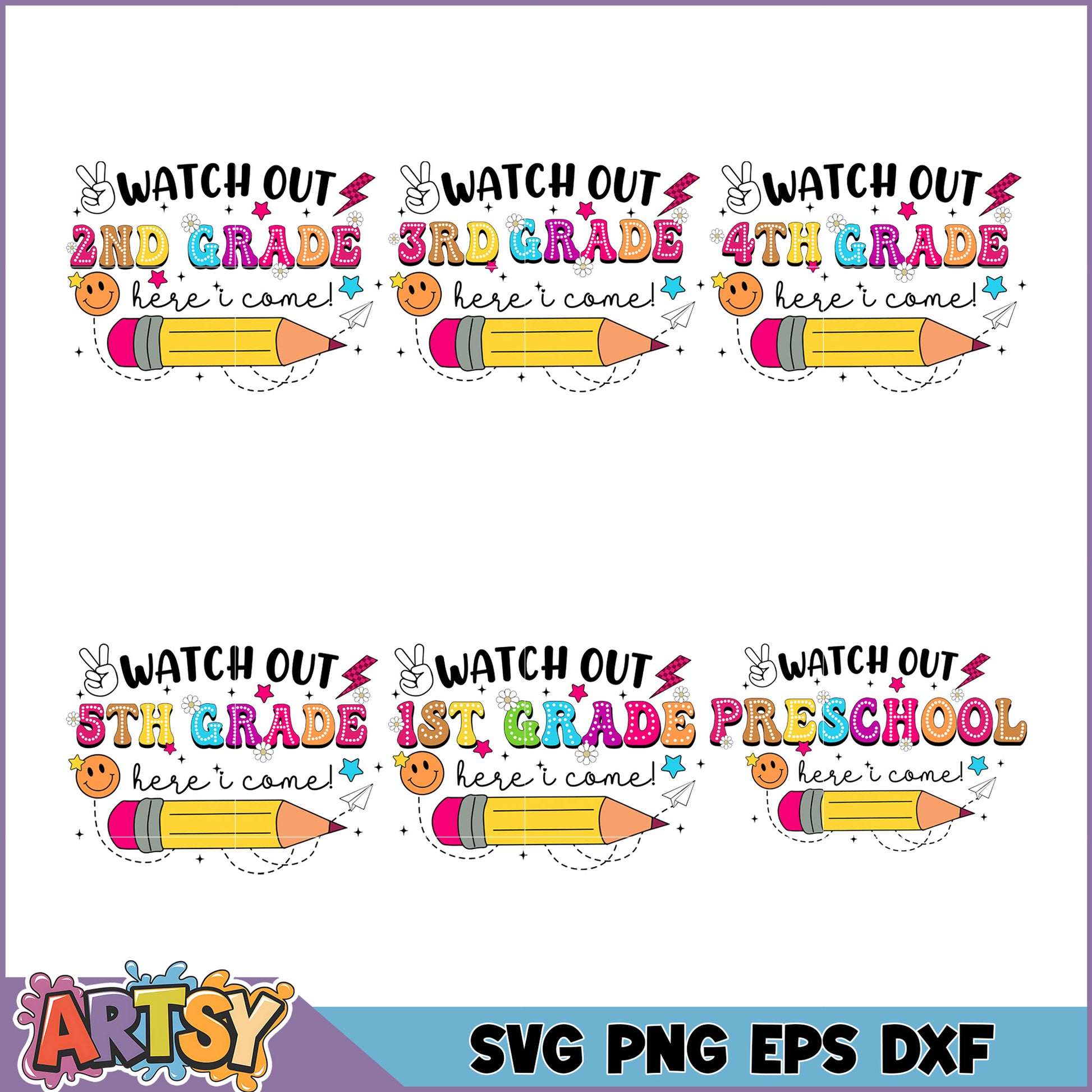 Back to School SVG Bundle Grades 1-5