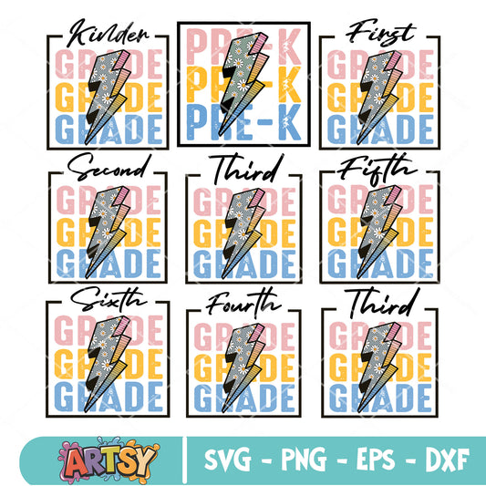 Back to school grade set svg bundle, back to school svg, first grade svg