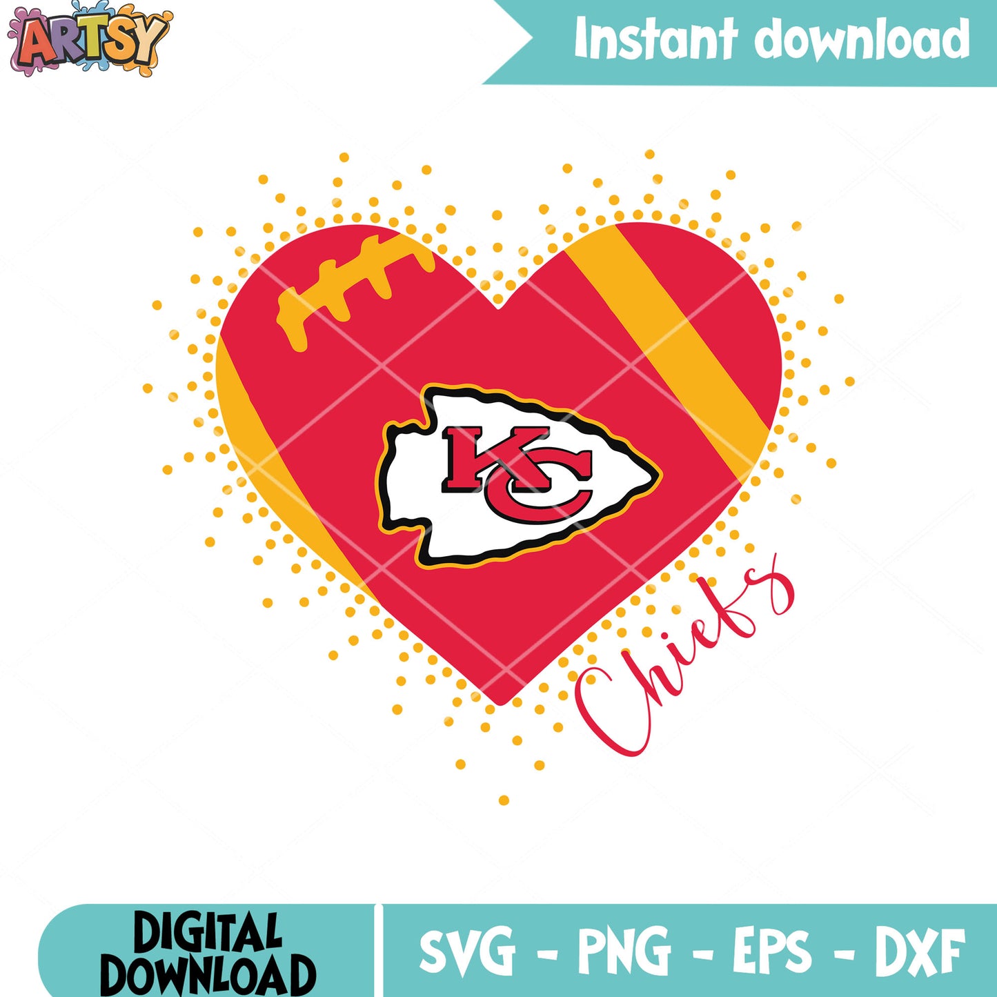 Badapum heart chiefs svg, kc chiefs svg, nfl football svg