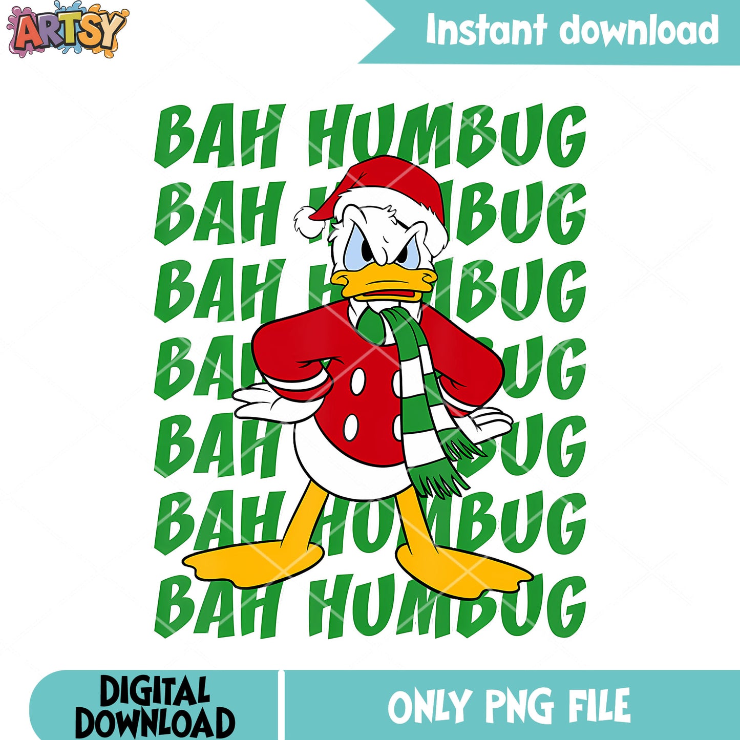 Bah humbug bah humbug png, santa costume png, donald duck png