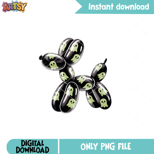 Balloon ghost halloween png, cute halloween png, ghost balloon png