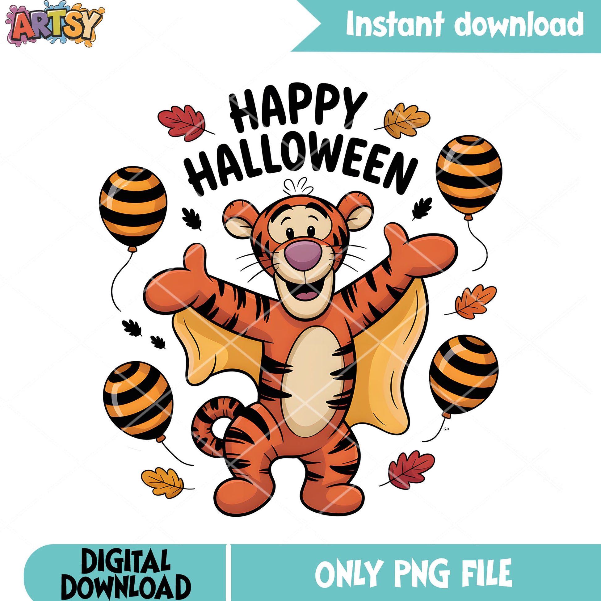 Balloon tigger halloween png, disney poster png, halloween tigger png