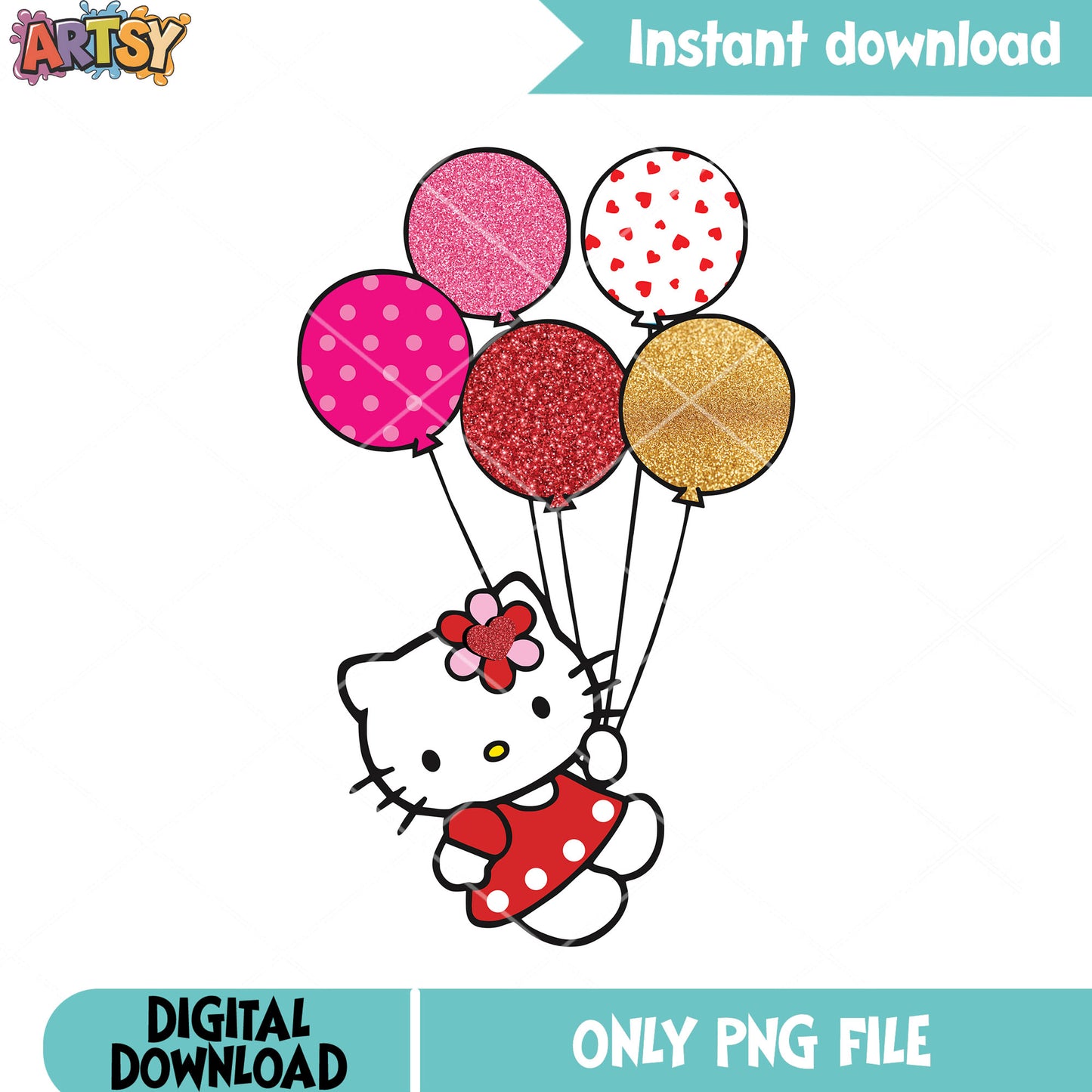 Balloon valentines kitty png, sanrio png, valentine gifts png