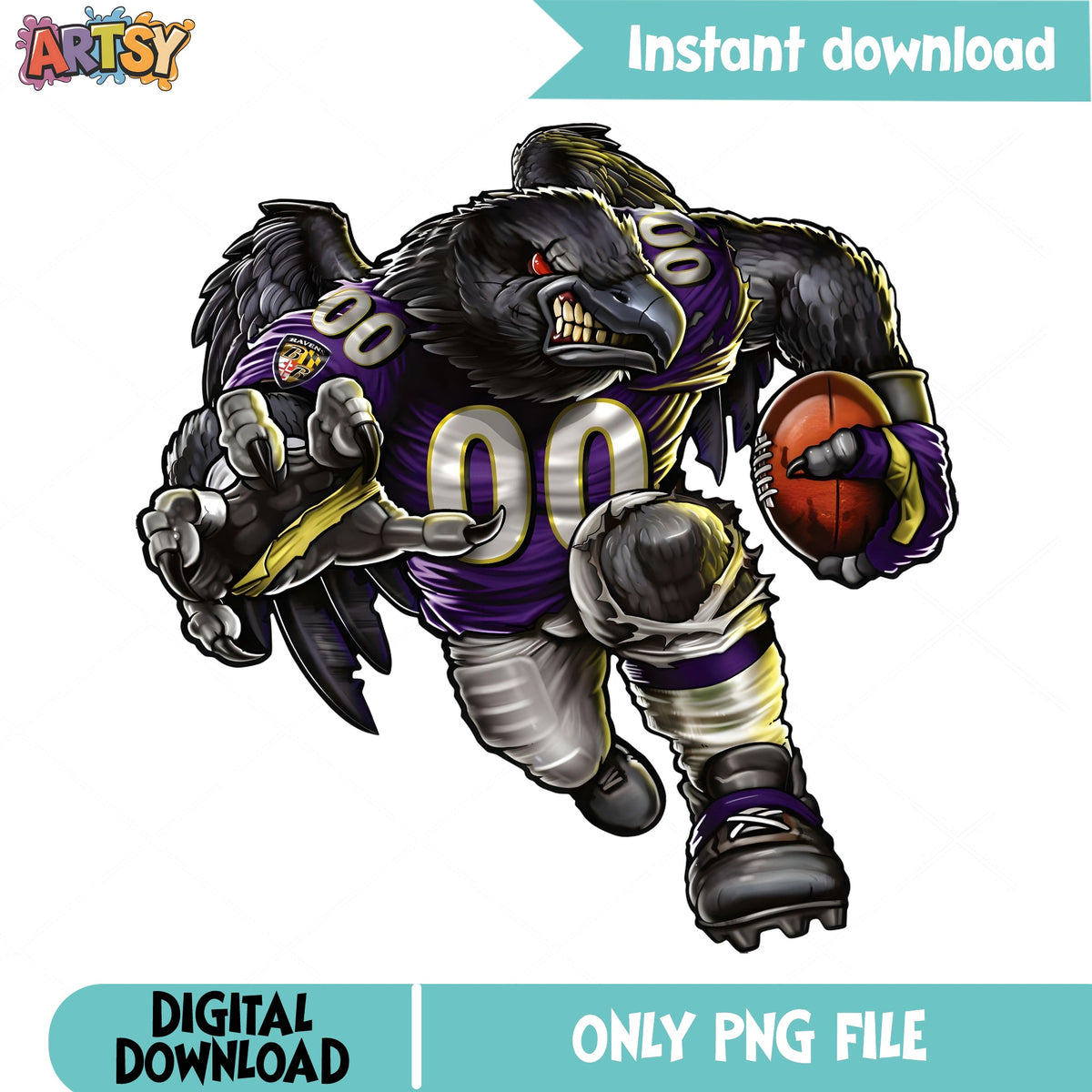 Baltimore Ravens Mascot PNG, Football Player Clipart, NFL PNG