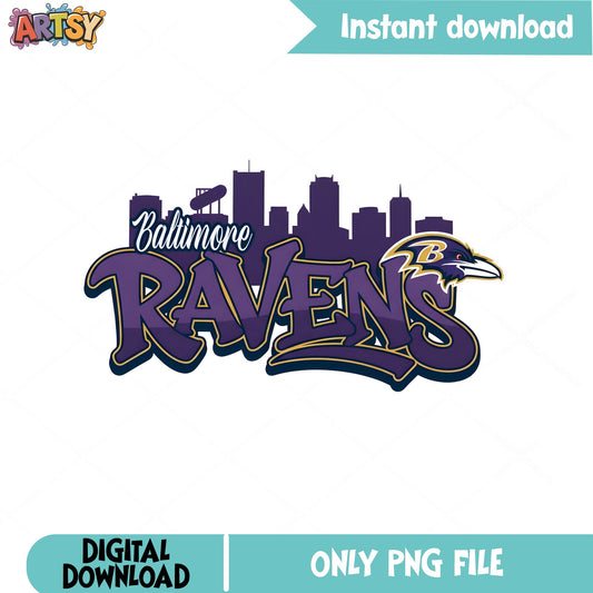 Baltimore Ravens PNG, Ravens Skyline PNG, Football Team PNG