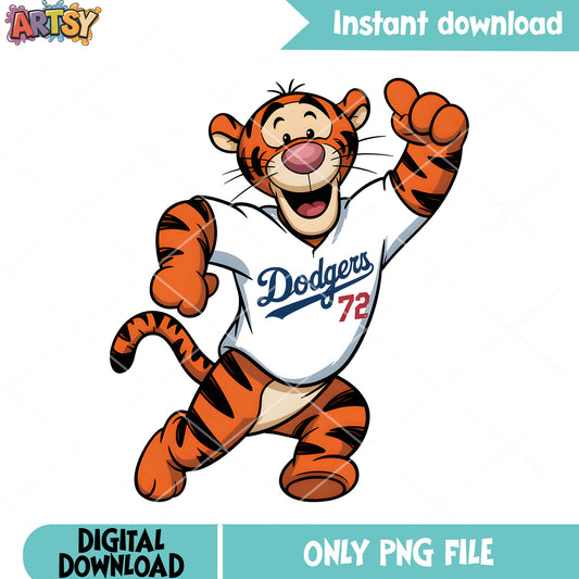 Baseball fan tigger png, disney tigger png, Los Angeles Dodgers png