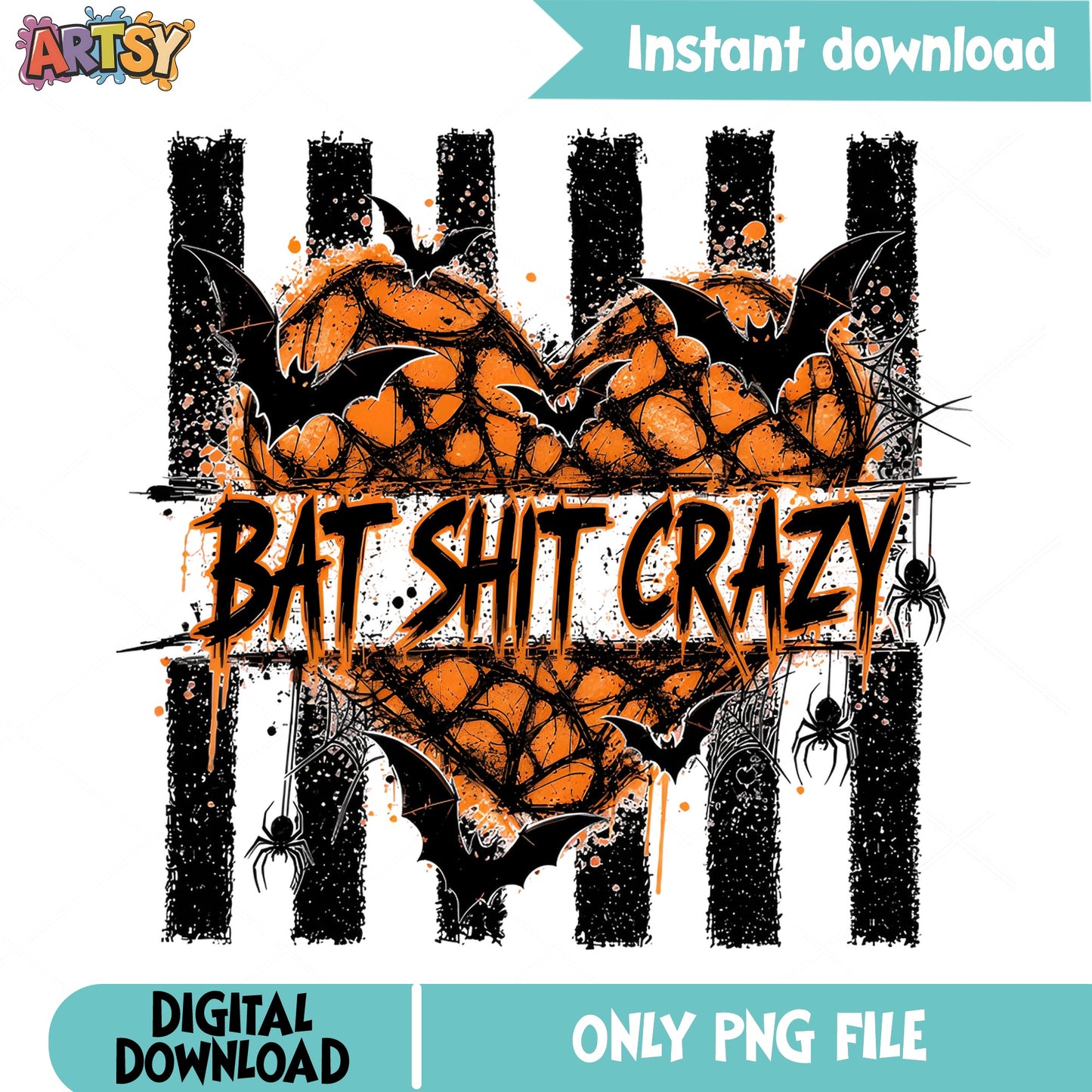Bat Shit Crazy Halloween PNG, Spooky Bat Design PNG, Halloween PNG