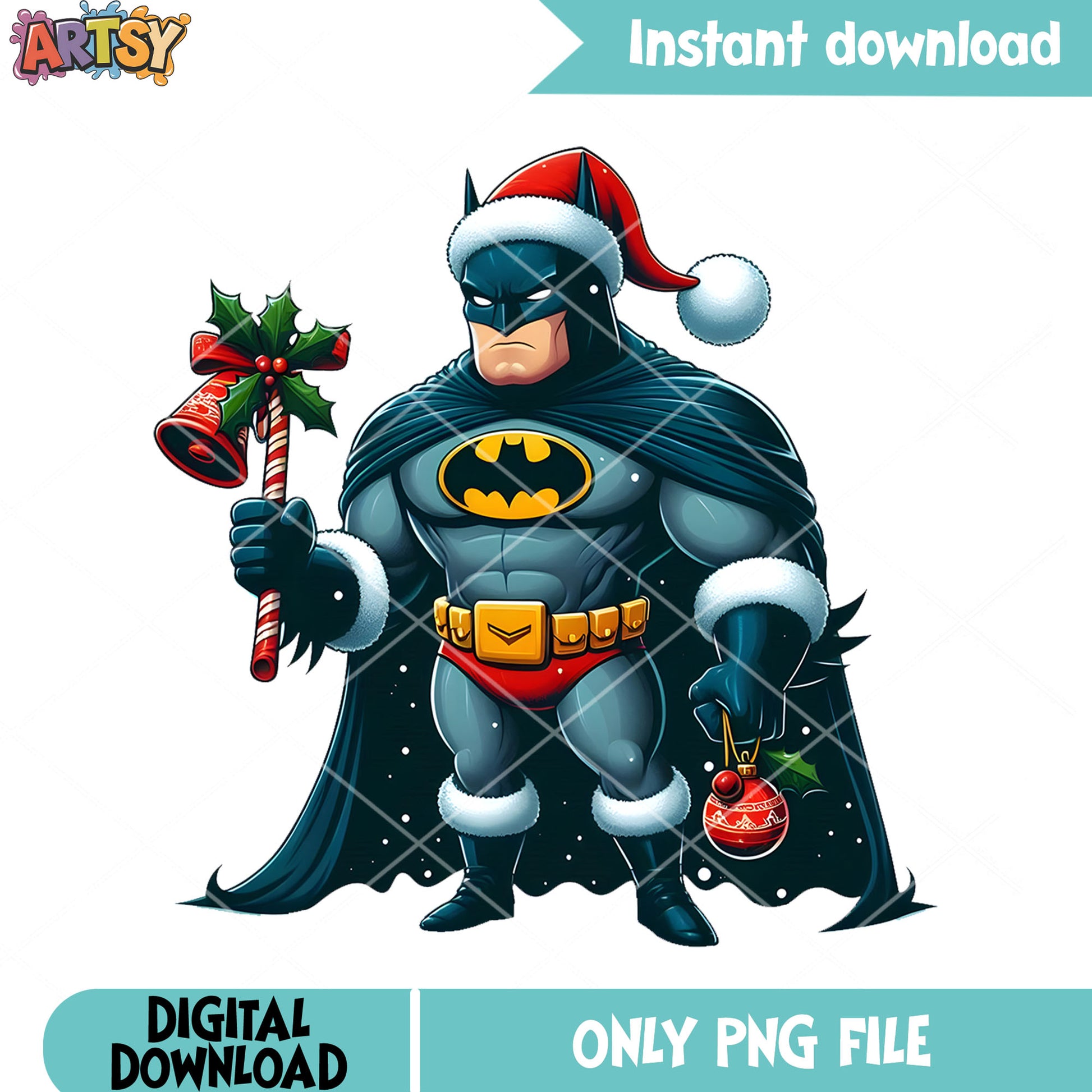 Batman super hero christmas png, dc comics christmas​ png, santa hat png