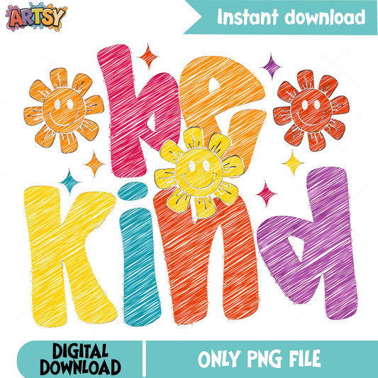 Be Kind PNG, Retro Smiley Flower PNG, Kindness Quote PNG
