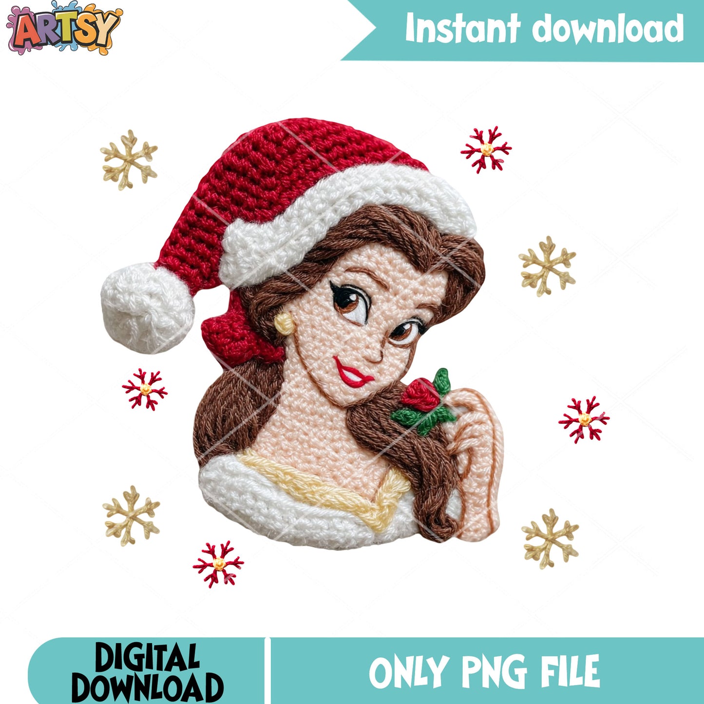 Beauty and the beast noel png, disney Christmas png, belle princess png