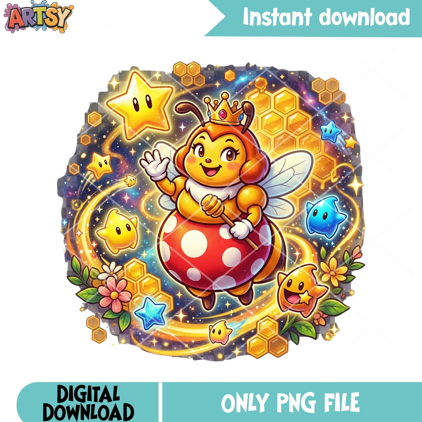 Bee queen galaxy png, mario bros png, nintendo switch png