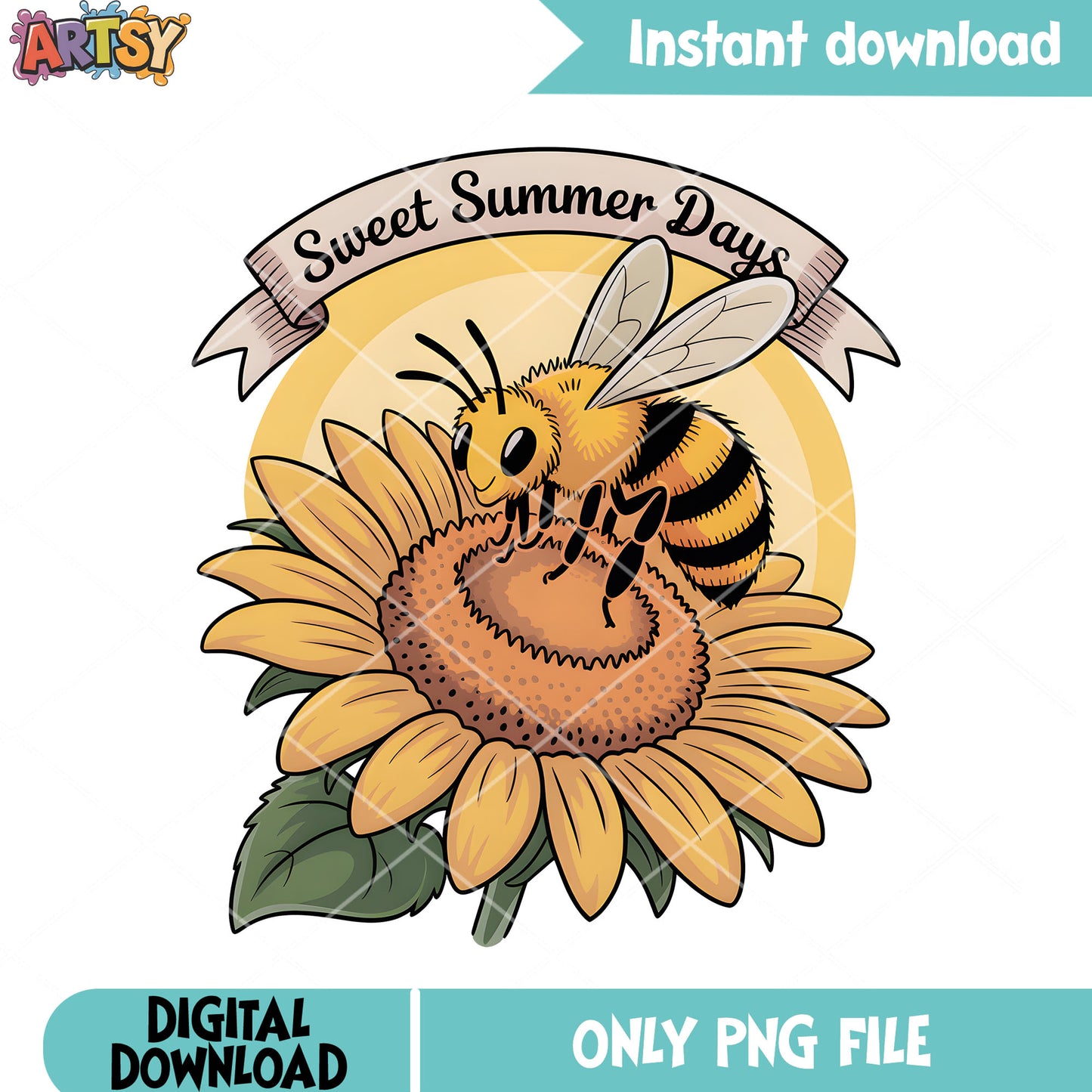 Bee sunflowe summer png, disney png, winnie the pooh png