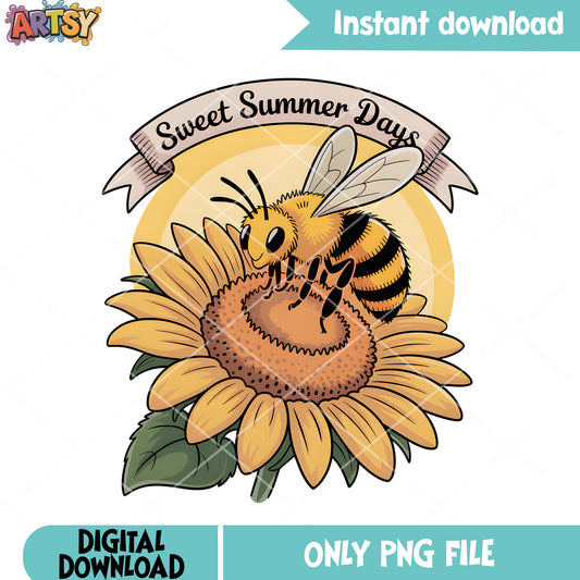Bee sunflowe summer png, disney png, winnie the pooh png