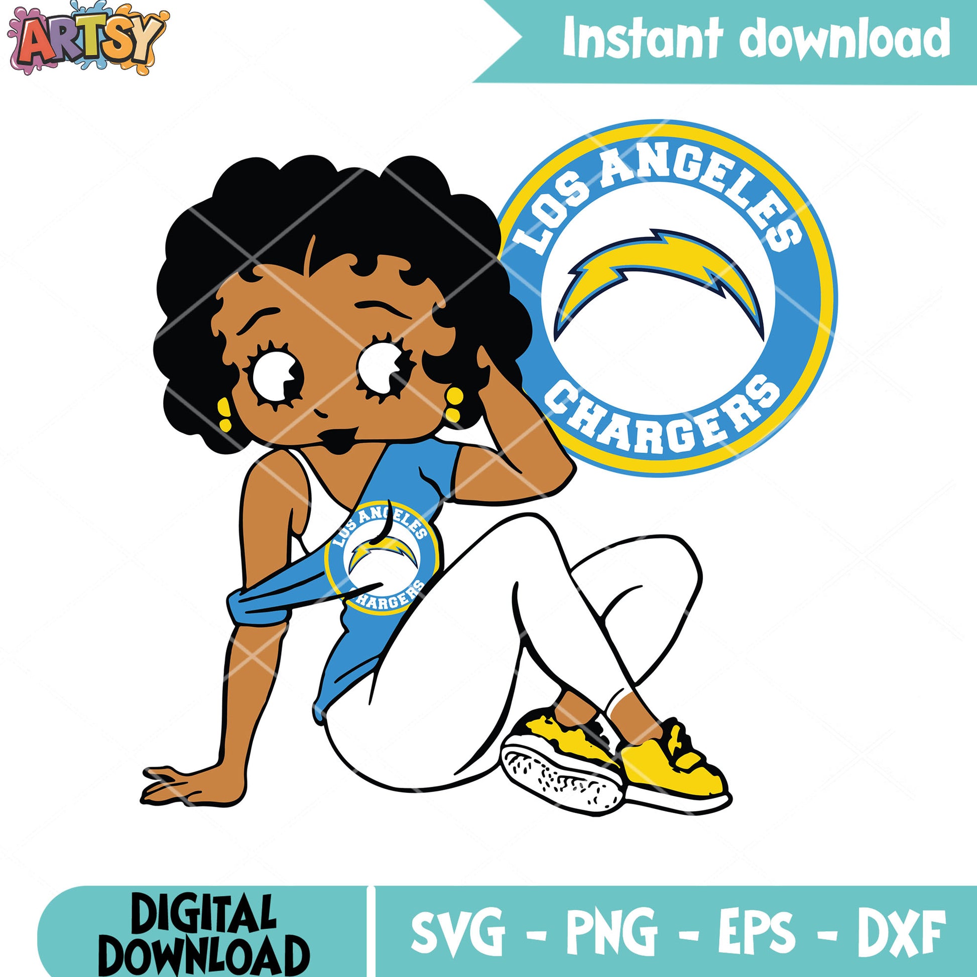 Beety boop nfl team svg, Los angeles​ chargers svg, cheerleader svg