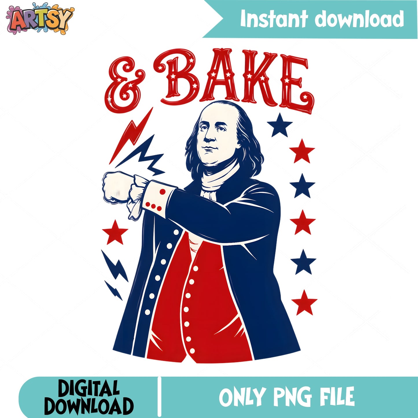 Benjamin Franklin And Bake PNG, 4th Of July PNG, Funny Patriotic PNG