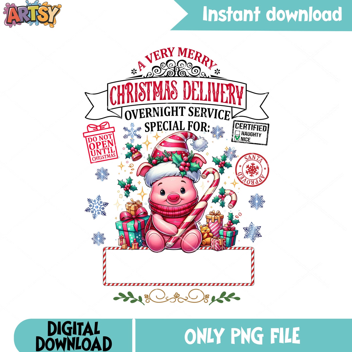 Best friends of pooh christmas png, christmas delivery​ png, piglet png