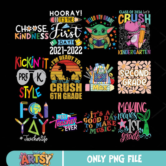 Best teacher ever png bundle, teacher life png, back to school png