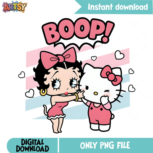 Betty Boop And Hello Kitty Boop PNG, Sanrio PNG, Cute Cartoon PNG