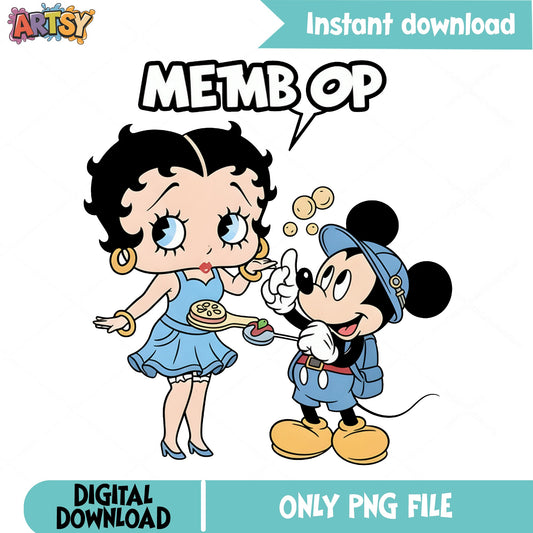 Betty Boop And Mickey Mouse PNG, Disney Cartoon PNG, Funny PNG
