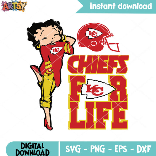 Betty boop chiefs kansas svg, afc west svg, kc chiefs svg