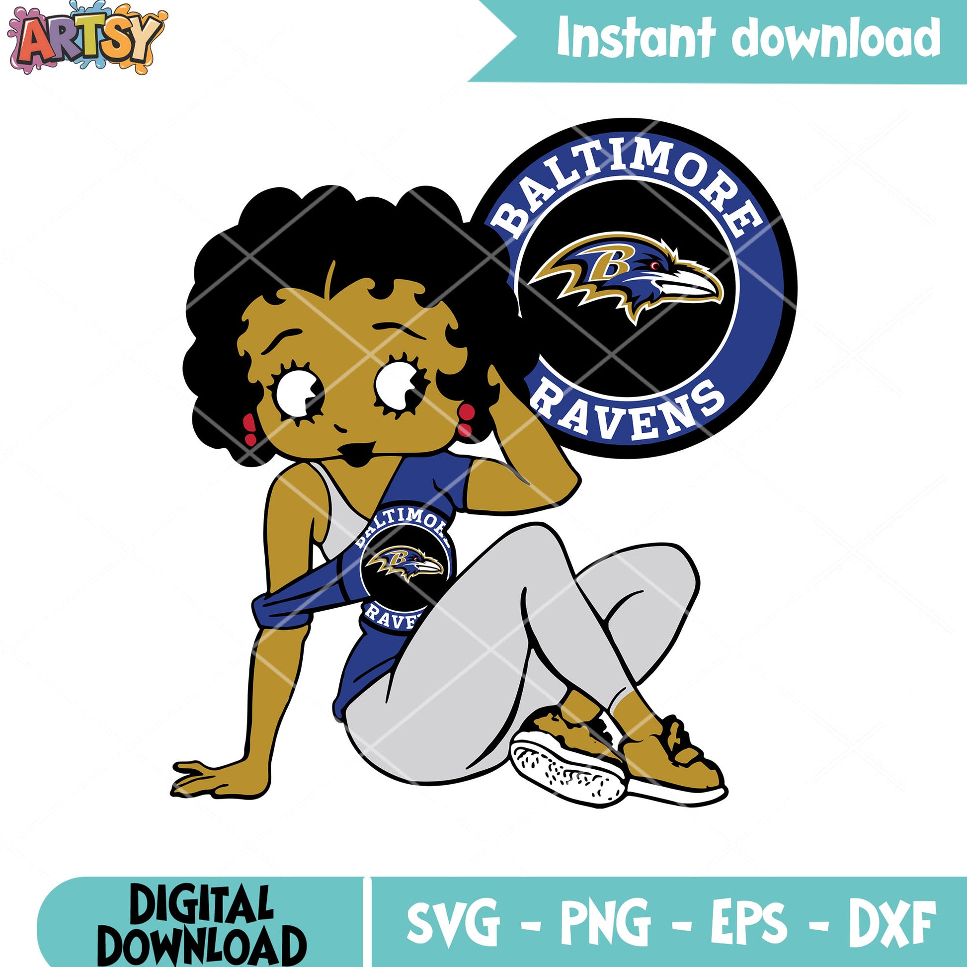 Betty boop nfl cartoon svg. baltimore ravens svg, nfl svg