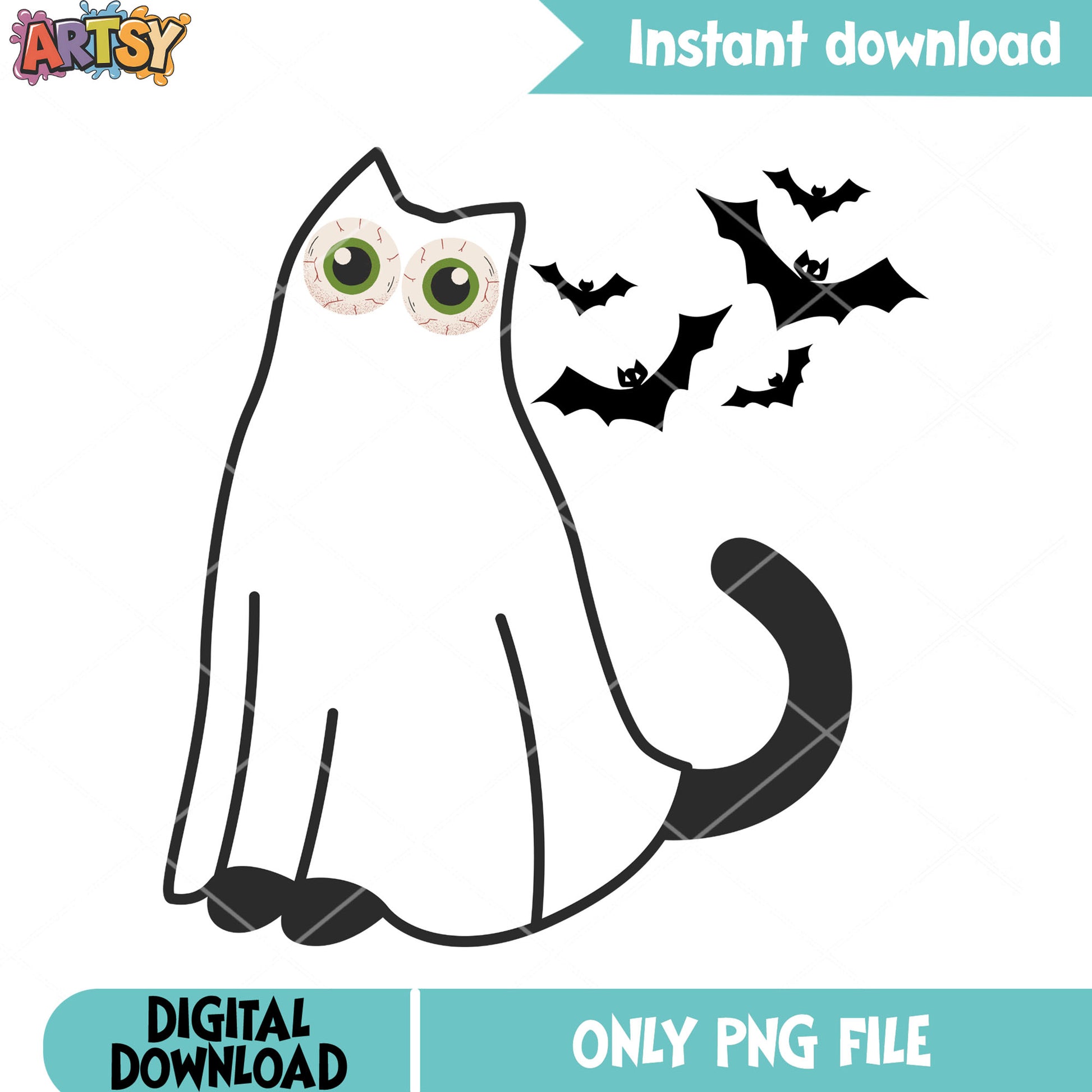 Big eyes black cat png, scary bats png, scary night png
