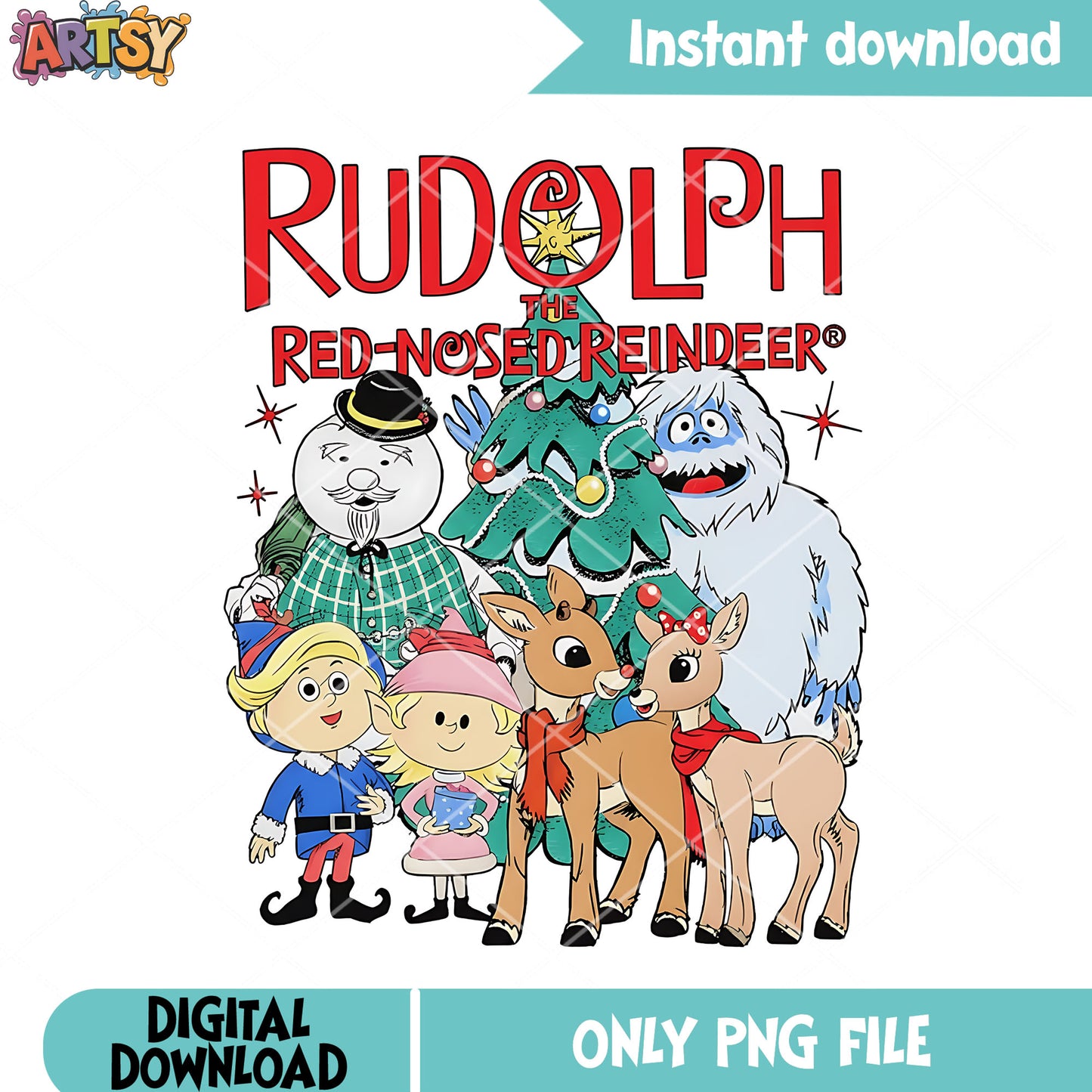 Bigfoot noel png, christmas tree png, Rudolph the red nosed reindeer png