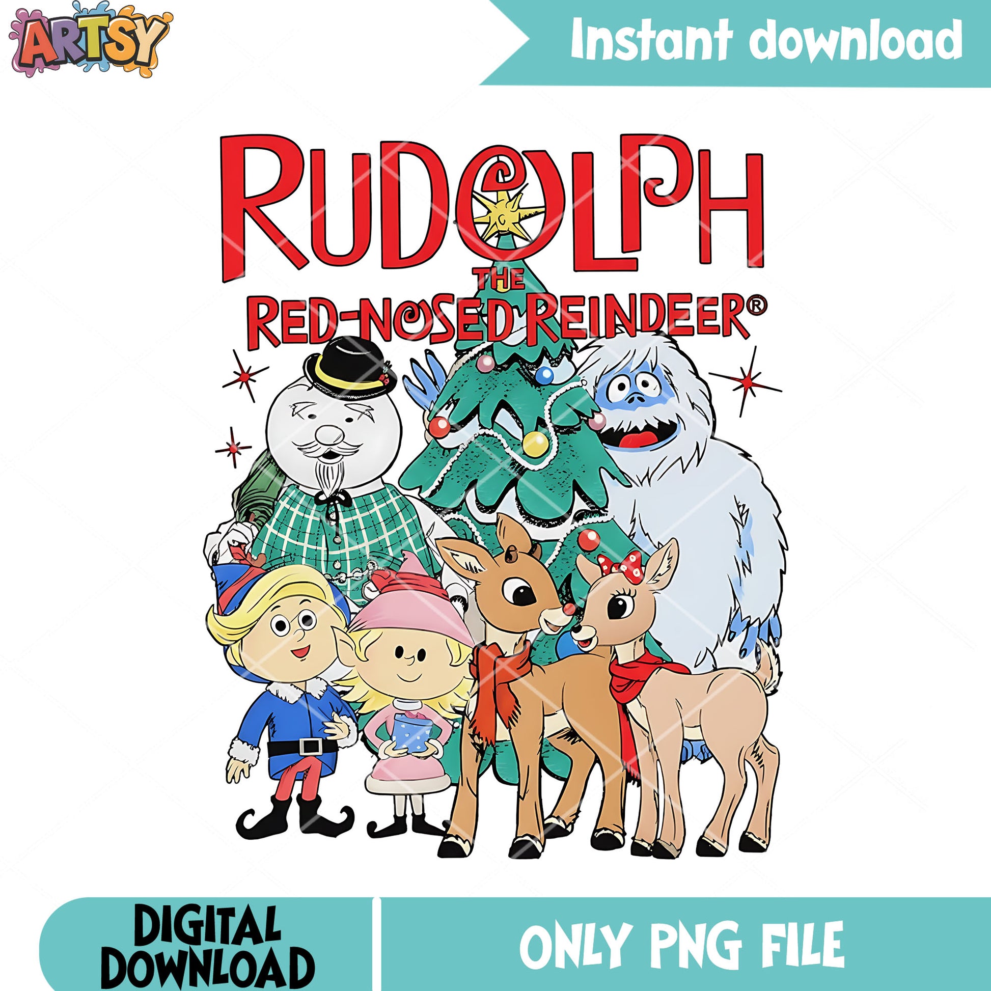 Bigfoot noel png, christmas tree png, Rudolph the red nosed reindeer png