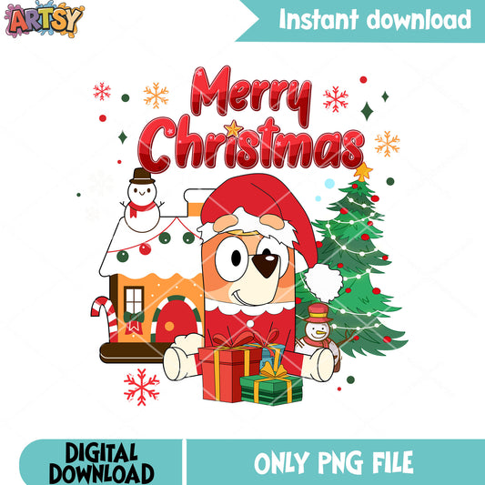 Bingo merry christmas png, bingo heeler png, christmas gingerbread png