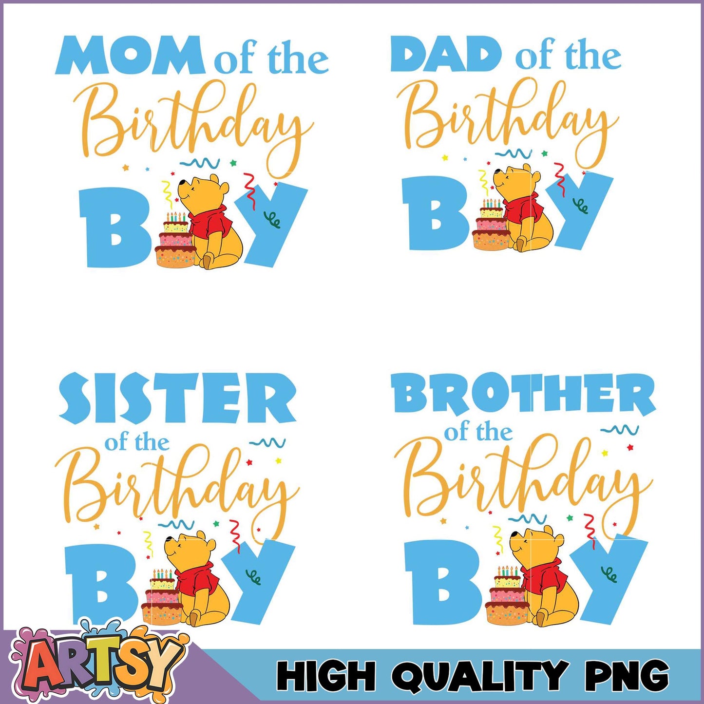 Birthday Boy PNG Bundle Mom, Dad, Sibling Designs