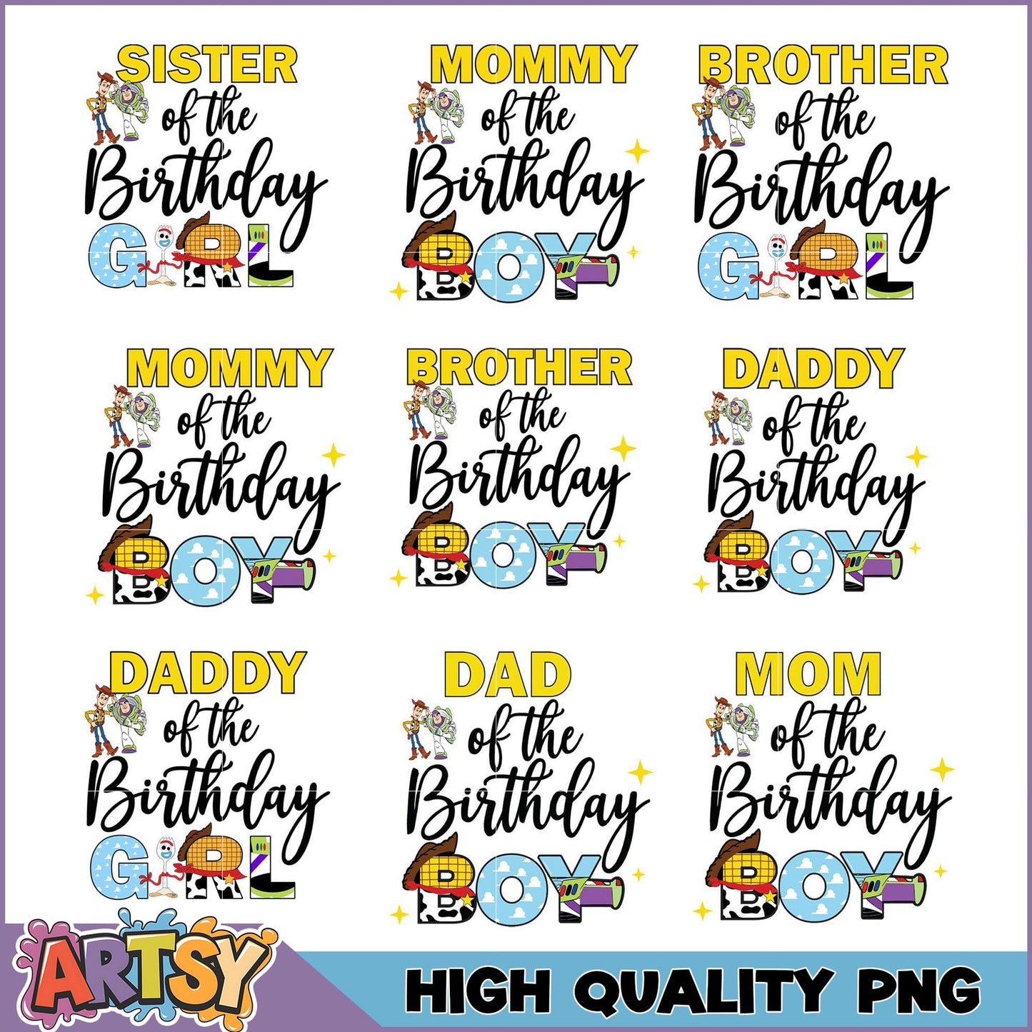 Birthday Family Role PNG Bundle for Celebrations and Kids