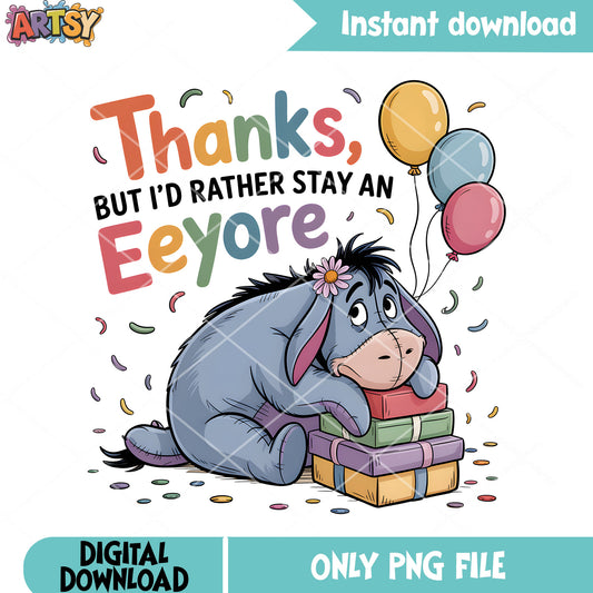 Birthday of eeyore png, disney character png, disney eeyore png