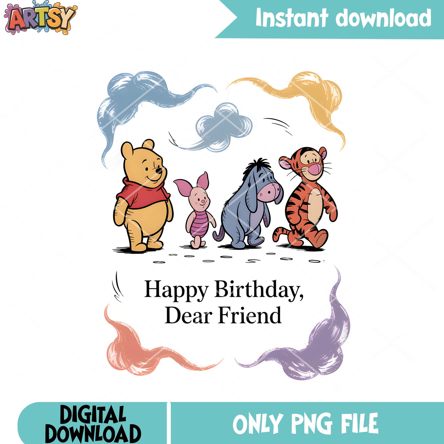 Birthday pooh friends png, winnie the pooh png, Happy birthday png