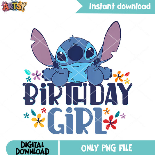 Birthday spring girl png, lilo and stitch png, ​disney movies png
