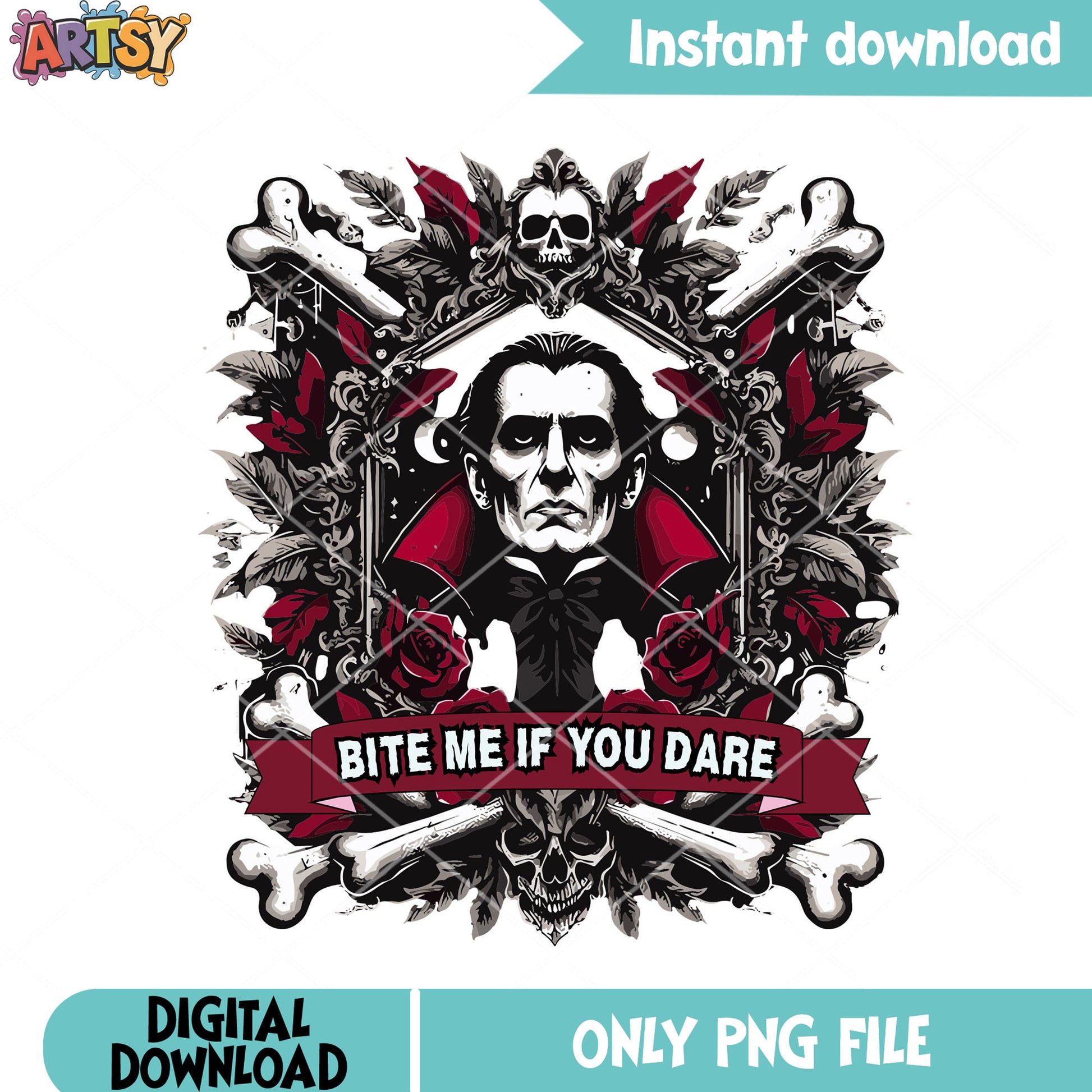 Bite me if you dare png, vampire king png, halloween scary png