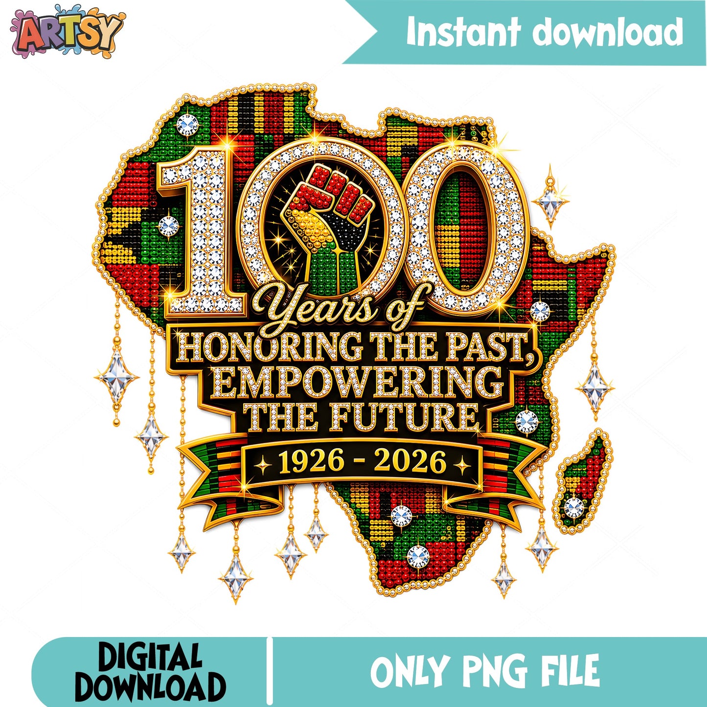 Black History Month 100 Years PNG, Africa Map PNG, Juneteenth PNG
