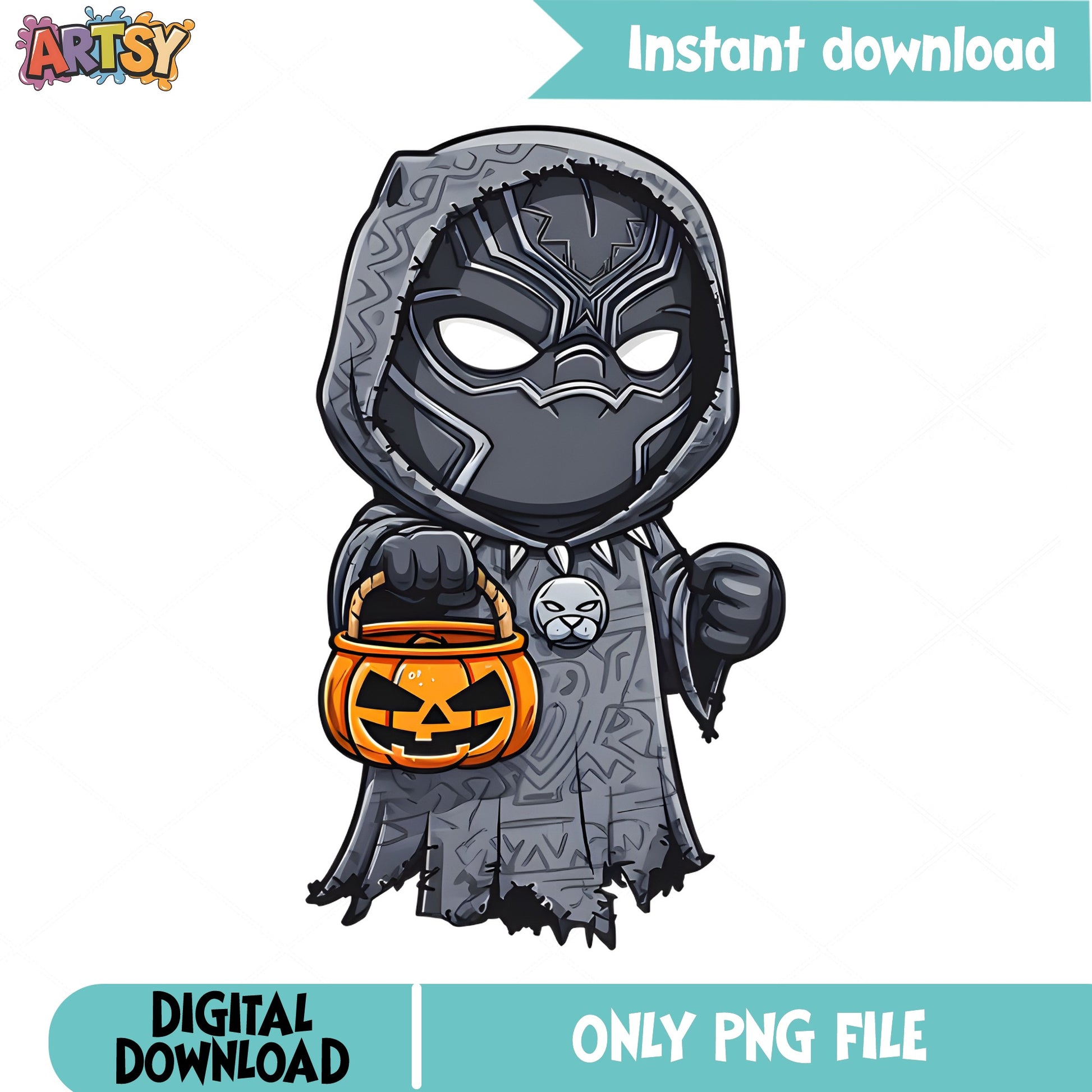 Black Panther Halloween PNG, Marvel Superhero PNG, Trick Or Treat PNG