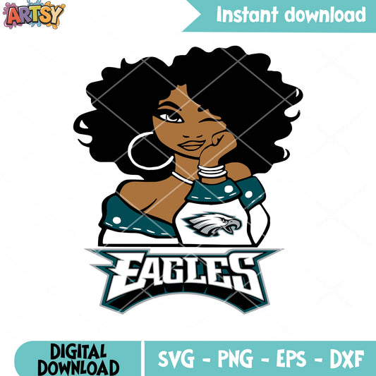 Black queen egles girl svg, Philadelphia Eagles svg, cheerleader svg