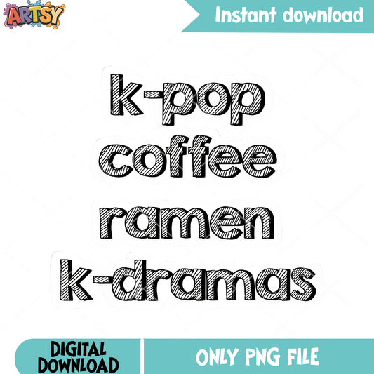 Black white kpop png, sticker white kpop kdrama png, kpop logo png
