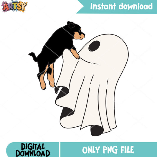 Blanket and the puppy png, rottweiler png, halloween scary png