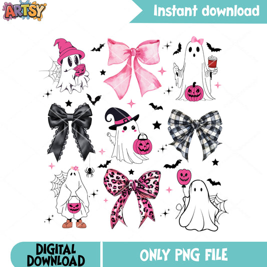 Blanket pink bow tie  png, jack o lantern png, halloween scary png